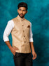 Vastramay Men's Beige Woven Nehru Jacket